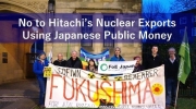 Ei julkisin varoin tuetulle Hitachin ydinvoimaviennille! Kuva: Friends of the Earth Japan